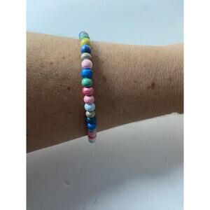 Colorful Wood Bead Bracelet - Fits Large Wrist - Boho Style